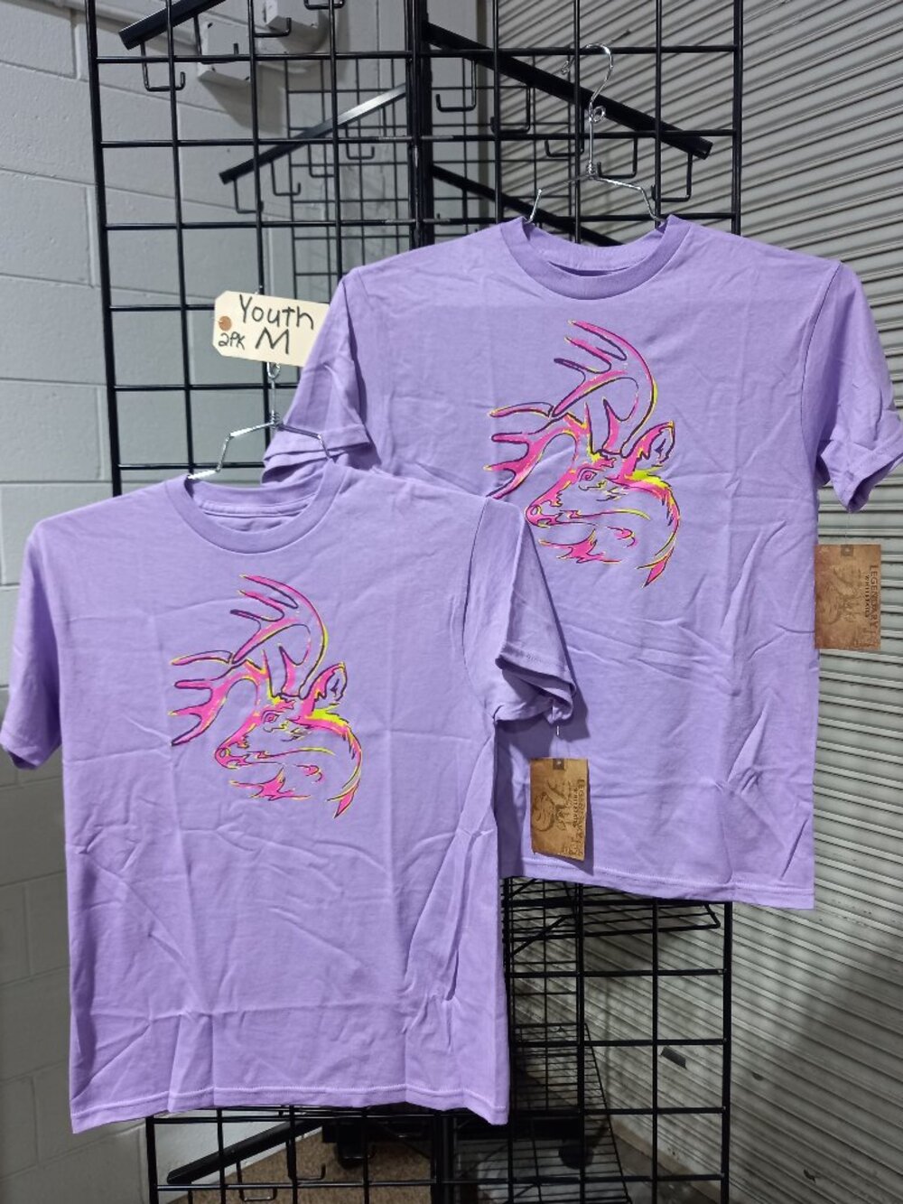 2-Pack Short Sleeve T-Shirts with Legendary Buck Graphic - Lavender | YS or YM